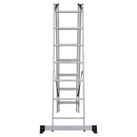 Лестница-трансформер 3-х секционная 3х7 ступеней, высота 4,5 м (3 секции по 1,9 м), нагрузка 150 кг, алюминий, НОВАЯ ВЫСОТА, 1230307