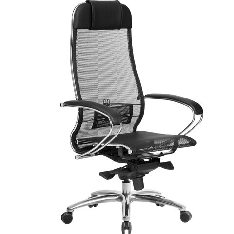 Кресло офисное МЕТТА "SAMURAI" S-1, сверхпрочная ткань-сетка, черное