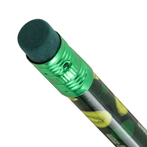 Карандаш чернографитный с принтом BRAUBERG "JUICY FRUIT", 1 шт., HB, с ластиком, корпус ассорти, 182017