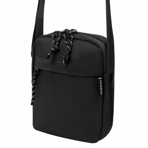 Сумка на плечо HEIKKI COMPACT (ХЕЙКИ), два кармана, черная, 19х14х5 см, 272631