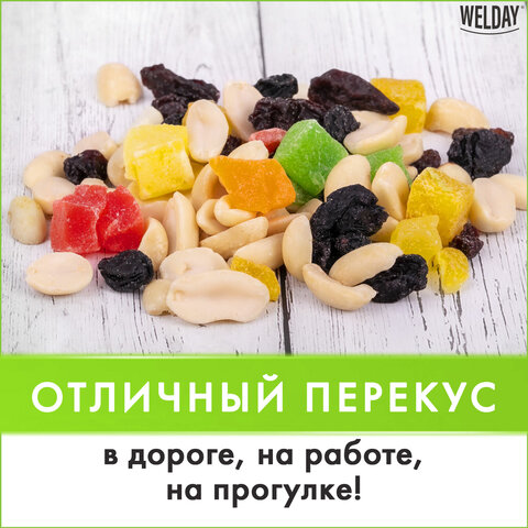 Орехи и сухофрукты WELDAY (ВЭЛДЭЙ) "Смесь студенческая", арахис, цукаты, изюм, 1 кг, 622482