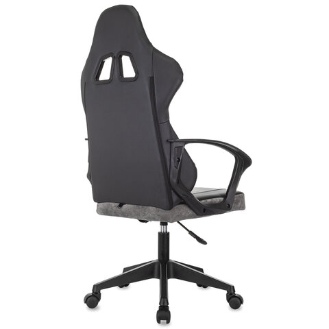 Кресло компьютерное BRABIX "Forcer GM-127", 2 подушки, экокожа/велюр, черное/серое, 533216