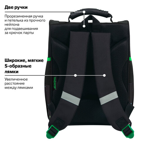 Ранец ПИФАГОР BASIC, 1 отделение, 3 кармана, эргономичная спинка, "Offline", 35х28х18 см, 273139