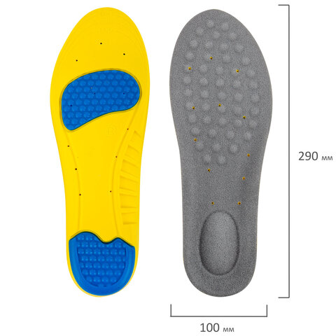 Стельки для обуви с ПЯТОЧНЫМ АМОРТИЗАТОРОМ, материал PU PRO, размер RU 41-44 / EU 42-45, с линиями выреза, SHEGRA (ШЕГРА), 700770
