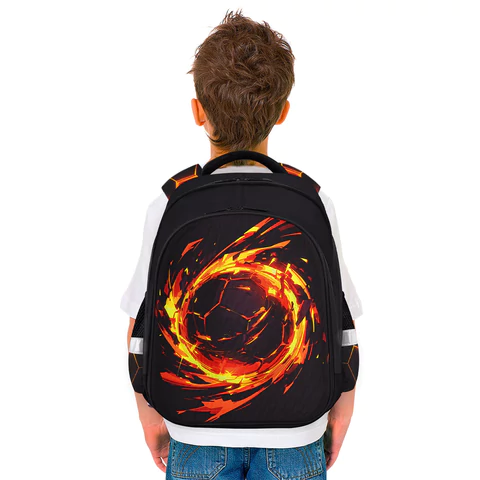 Ранец BRAUBERG KIDS STANDARD, 2 отделения, Fire split, 3D-панель, 36х28х14 см, 273147