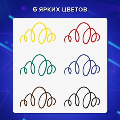 Ручки капиллярные (линеры) 6 ЦВЕТОВ, BRAUBERG "FINE 040", шестигранные, линия 0,4 мм, 144141