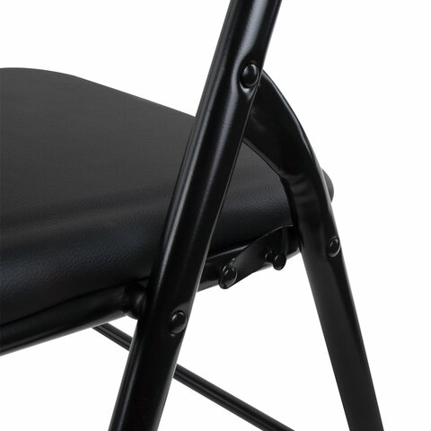 Стул складной BRABIX "Golf CF-007", черный каркас, кожзам черный, гофрокороб, 533024