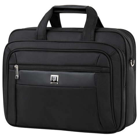 Сумка портфель BRAUBERG CONTROL с отделением для ноутбука 15-16", 2 отделения, черная, 31х41х15 см, 240508