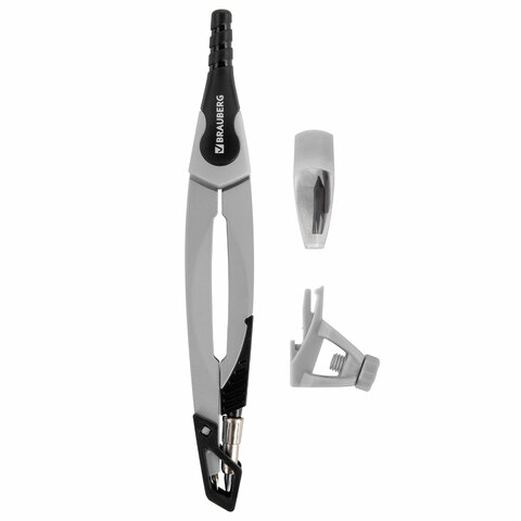 Готовальня BRAUBERG ULTRA, 4 предмета: циркуль 135 мм, запасные грифели, насадка, графитовый цвет, 210821