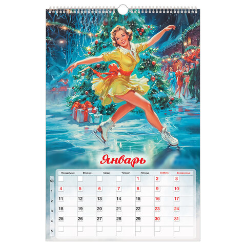 Календарь на гребне с ригелем 2027 г., 30х45 см, BRAUBERG, "Советские плакаты", 118375