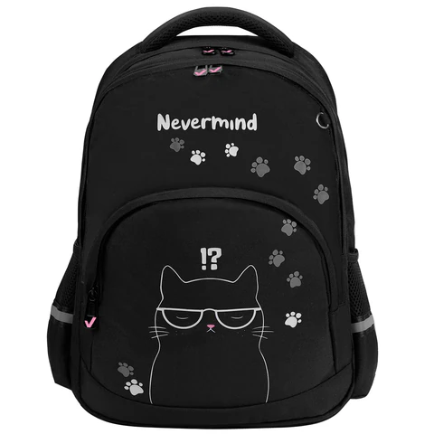 Рюкзак BRAUBERG SOFT, 2 отделения, 3 кармана, "Tough cat", СВЕТЯЩИЙСЯ, 40х31х15 см, 274401