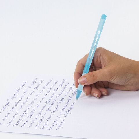 Ручка шариковая с грипом BRAUBERG "i-STICK POINT LIGHT BLUE", СИНЯЯ, пишущий узел 0,7 мм, линия письма 0,35 мм, 144383