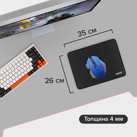 Коврик для мыши игровой SONNEN "ASSAULT", резина + ткань, 350х260х4 мм, 513303