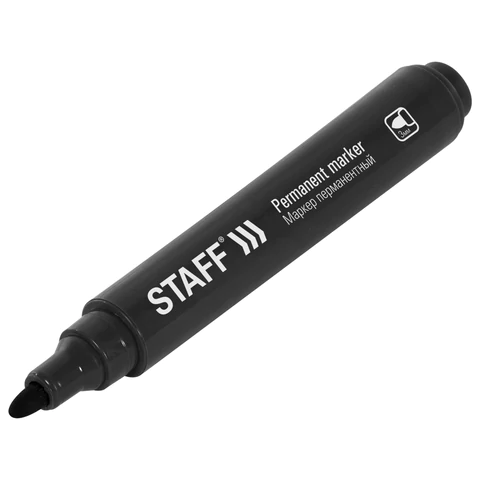 Маркер перманентный STAFF "Basic Budget PM-125", ЧЕРНЫЙ, ВЫГОДНАЯ УПАКОВКА, КОМПЛЕКТ 12 шт., 3 мм, 880598