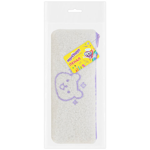 Пенал ЮНЛАНДИЯ, 1 отделение, плюш, "Bear", белый, 22x8х3 см, 272270