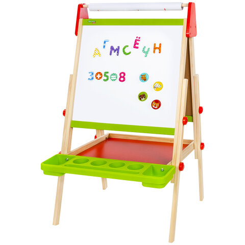Мольберт растущий 3 в 1 для мела/магнитно-маркерный 48х43 см, BRAUBERG KIDS, 238151
