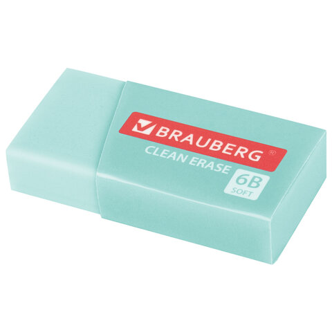 Ластик BRAUBERG "PASTEL MATTE", 50х24х10 мм, прямоугольный, картонный держатель, экологичный ПВХ, ассорти, 272729