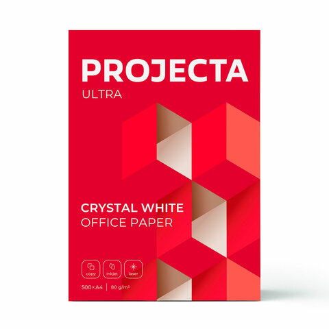 Бумага офисная А4, 80 г/м2, 500 л., марка А, PROJECTA ULTRA, Россия, 162% (CIE)