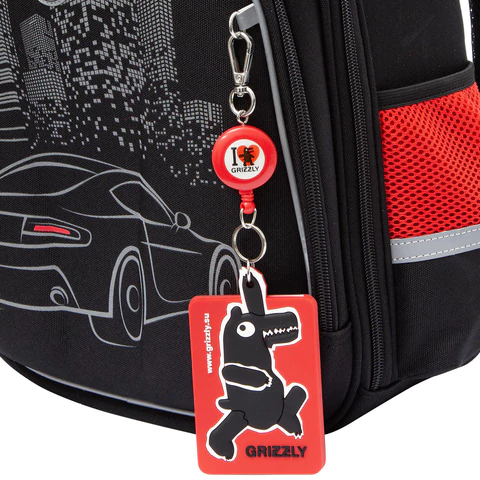 Ранец GRIZZLY анатомическая спинка, c бейджем, для мальчиков, "NIGHT RACE", 36х28х20 см, RAz-287-8/1