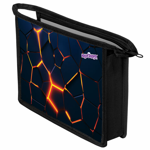 Папка для тетрадей ЮНЛАНДИЯ А4, 1 отделение, пластик, на молнии, "Volcano split", 273350