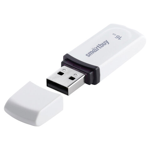 Флеш-диск 16 GB, SMARTBUY Paean, USB 2.0, белый, SB16GBPN-W