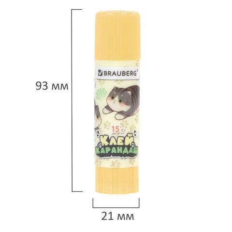 Клей-карандаш 15 г, кросс-серия "МИЛЫЕ КОТЫ", ассорти, BRAUBERG, 273228