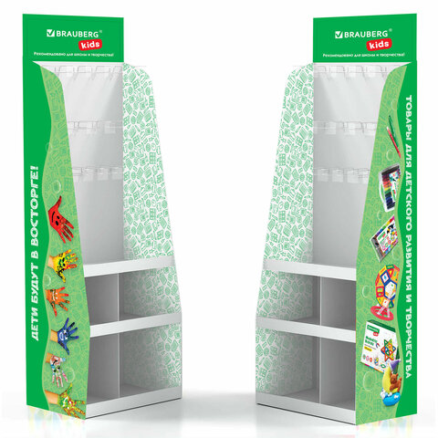 Стойка напольная BRAUBERG KIDS, 180х60х40 см, 3 полки, 16 крючков, 505973