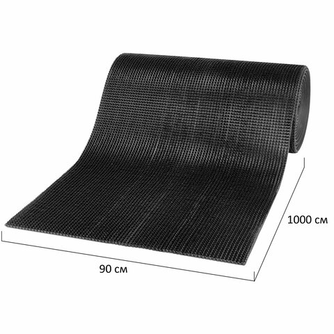 Коврик ДОРОЖКА 0,9х10 м, "ТРАВКА" ЧЕРНЫЙ пластиковый грязезащитный, щетина 10 мм, LAIMA EXPERT, 701070