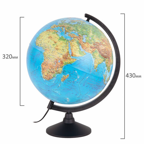 Глобус физический / политический Globen "Классик", 32 см, с подсветкой, рельефный, К013200223