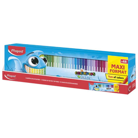 Фломастеры MAPED COLOR'PEPS "Ocean", 48 цветов, смываемые, вентилируемый колпачок, 845727