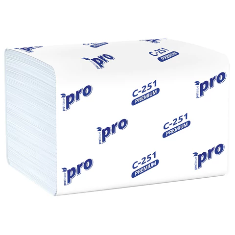 Салфетки 200 шт. PROtissue (Система N4) PREMIUM, 2-слойные, КОМПЛЕКТ 20 шт., 21х16 см, V-сложение, белые, C251, С251