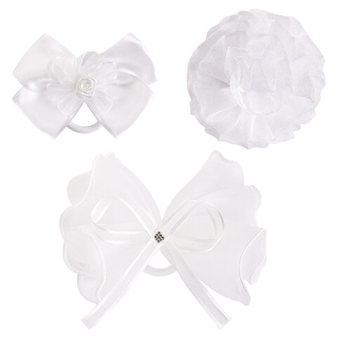 Бант для волос 8х10 см, 10х12 см, 8 см на резинке, белый, АССОРТИ, MONTE VITA (МОНТЕ ВИТА), 457117