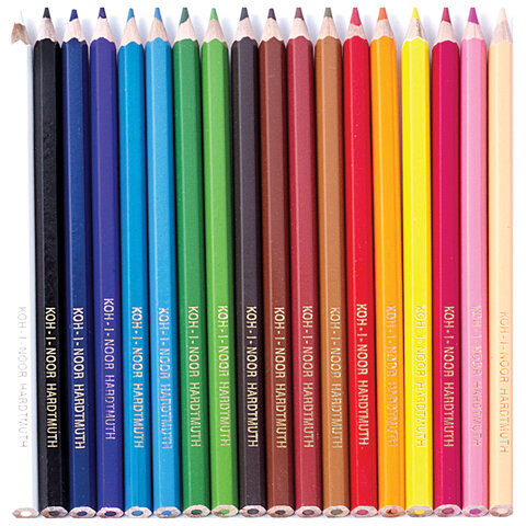 Карандаши цветные KOH-I-NOOR "Крот", 18 цветов, шестигранные, грифель 3,2 мм, европодвес, 3653, 3653018046KS