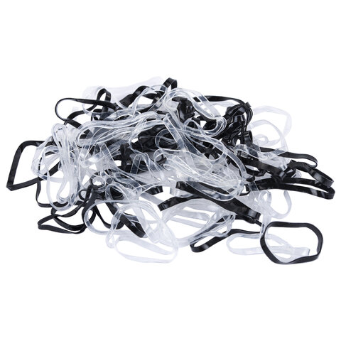 Резинки для волос НАБОР 250 шт., силиконовые, большие, чёрный, прозрачный, MONTE VITA (МОНТЕ ВИТА), 457066