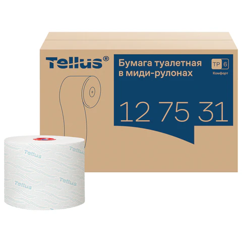 Бумага туалетная 100 м, Tellus/TORK (Система Т6) ADVANCED, КОМПЛЕКТ 27 рулонов, 2-слойная, белая, 127531, 127530/127531