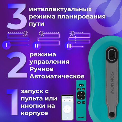 Робот-мойщик окон SONNEN Tech RWC-124 DUAL SPRAY, датчик от падения, 26 салфеток, приложение, 456237