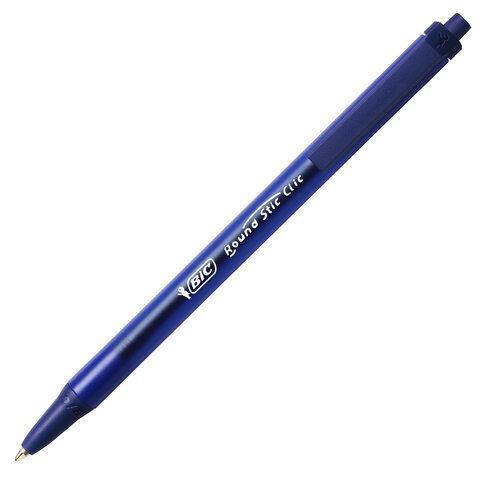 Ручка шариковая автоматическая BIC "Round Stic Clic", СИНЯЯ, узел 1 мм, линия письма 0,32 мм, 926376