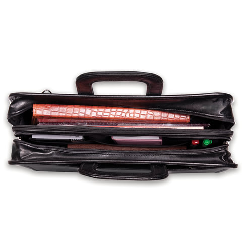 Портфель "Карьера", 36х31х7 см, искусственная кожа, 2 отделения, на молнии, черный, 162