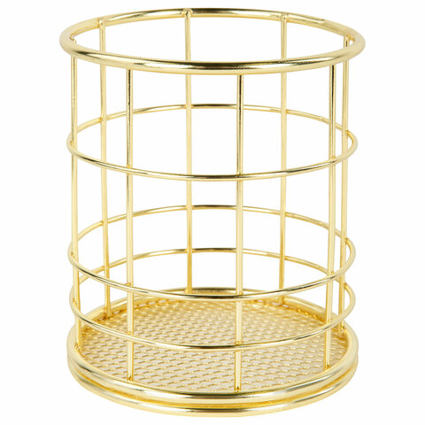 Органайзер стаканчик для косметики и мелочей MONTE VITA (МОНТЕ ВИТА), металлический, 100х90 мм, золото, 272486