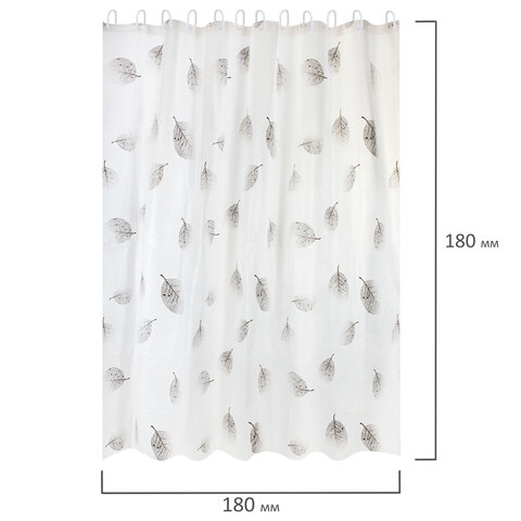 Шторка для ванной PEVA, 180х180 см, кольца в комплекте, 3 дизайна ассорти, РАСТЕНИЯ, PRIMILA (ПРИМИЛА), 700076