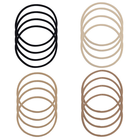 Резинка для волос НАБОР 16 шт., 0,15х14 см, чёрный, коричневый, бежевый, MONTE VITA (МОНТЕ ВИТА), 457036