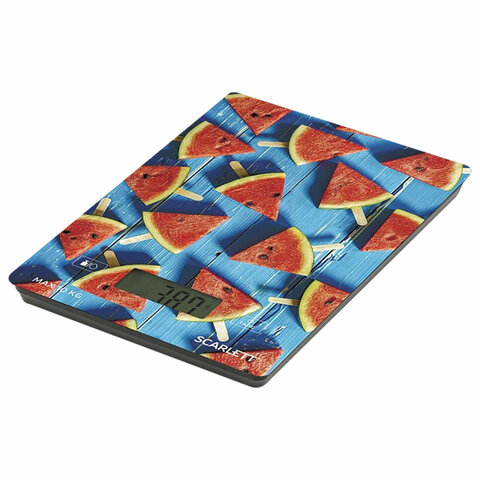 Весы кухонные SCARLETT SC-KS57P78, электронный дисплей, max вес 10 кг, тарокомпенсация, стекло