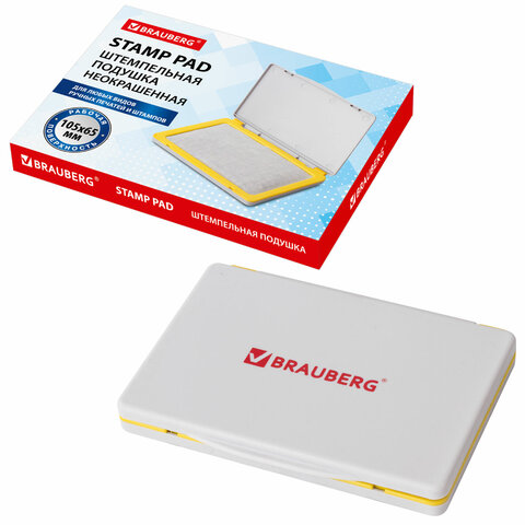 Штемпельная подушка BRAUBERG, 120х90 мм (рабочая поверхность 105х65 мм), неокрашенная, 236870
