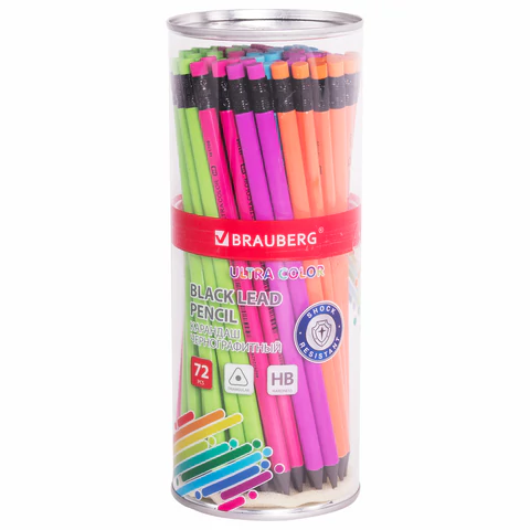 Карандаш чернографитный BRAUBERG "ULTRA COLOR", 1 шт., HB, с ластиком, пластиковый, 181708