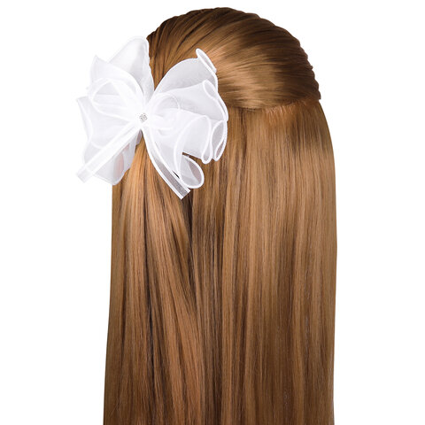 Бант для волос 8х10 см, 10х12 см, 8 см на резинке, белый, АССОРТИ, MONTE VITA (МОНТЕ ВИТА), 457117