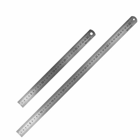 Линейки металлические КОМПЛЕКТ 2 шт. (30, 50 см), BRAUBERG, 210812