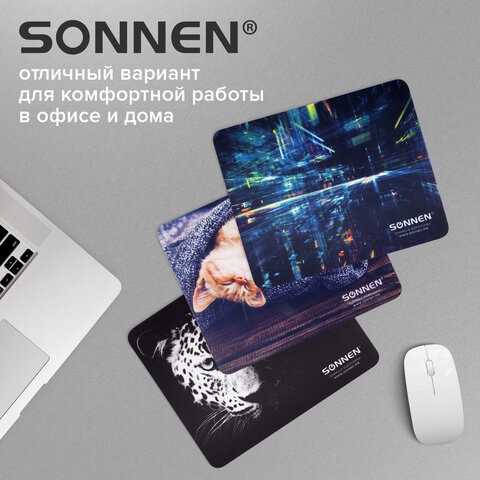 Коврик для мыши SONNEN "SINGULARITY", резина + ткань, 220х180х3 мм, 513293
