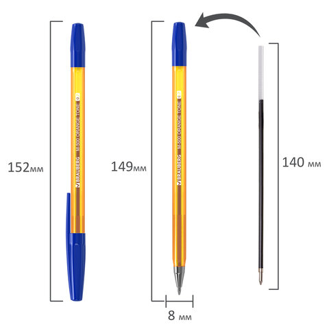 Ручка шариковая BRAUBERG "M-500 ORANGE TONE", СИНЯЯ, корпус тонированный оранжевый, узел 0,7 мм, линия письма 0,35 мм, 143451