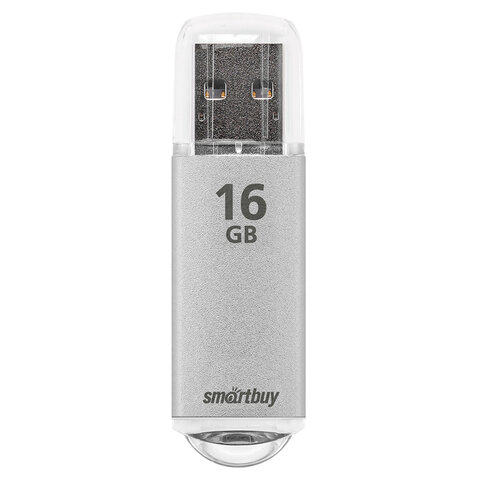 Флеш-диск 16 GB, SMARTBUY V-Cut, USB 2.0, металлический корпус, серебристый, SB16GBVC-S