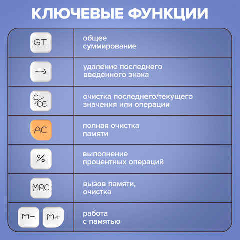 Калькулятор настольный BRAUBERG KW-1000-BK (152x132 мм), 3D-кнопки, 12 разрядов, черный, 272956